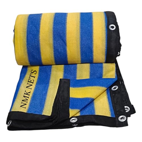 Image of Shade Net 90% Heavy Duty 170 GSM with All Side Eylets for Garden Balcony Multipurpose (13 ft x 18 ft, Yellow and Blue Color Strap)