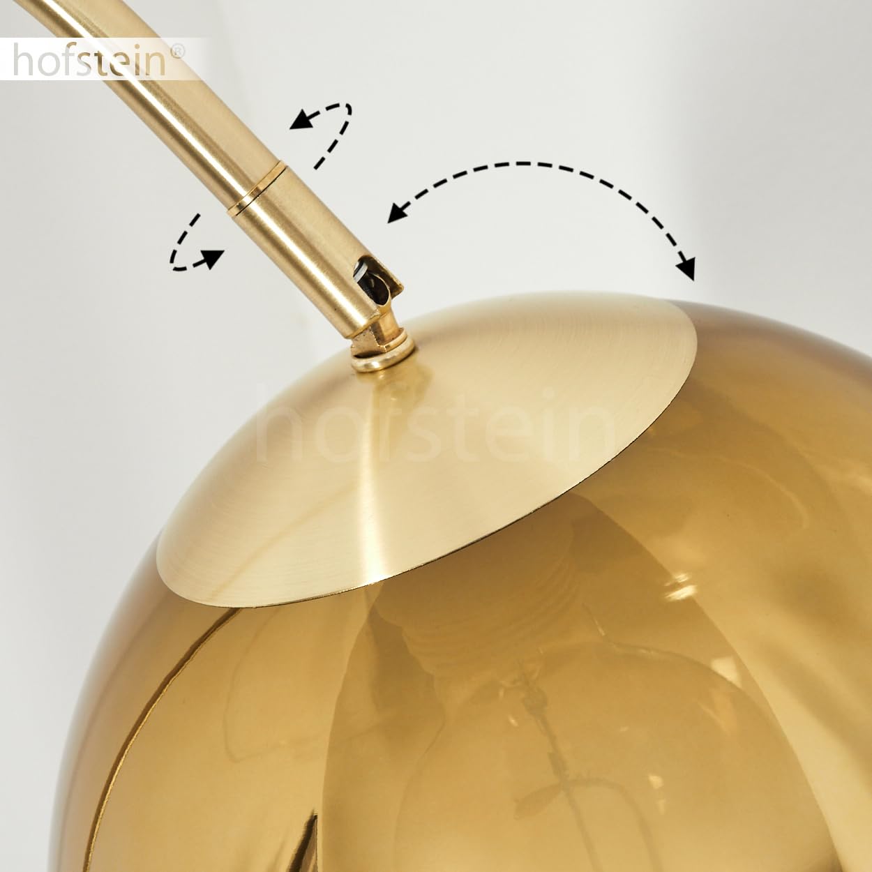 Stehleuchte Koyoto, Stehlampe aus Metall/Glas in Messing/Gold/Klar, Leuchte im Retro/Vintage/Industrial-Design mit Schirm aus Glas (Ø 25 cm) u. Fußschalter, Höhe 140 cm, 1 x E27, ohne Leuchtmittel