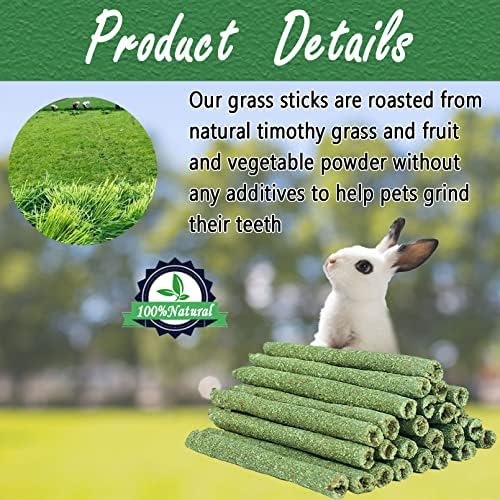 Timothy Hay Chew Sticks for Rabbits,Bunny Handmade Grass Balls Molar