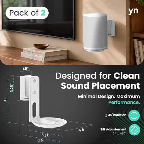 Image of ynVISION.DESIGN Speaker Wall Mount for Sonos ERA 100 /100 SL, White, 2-Pack