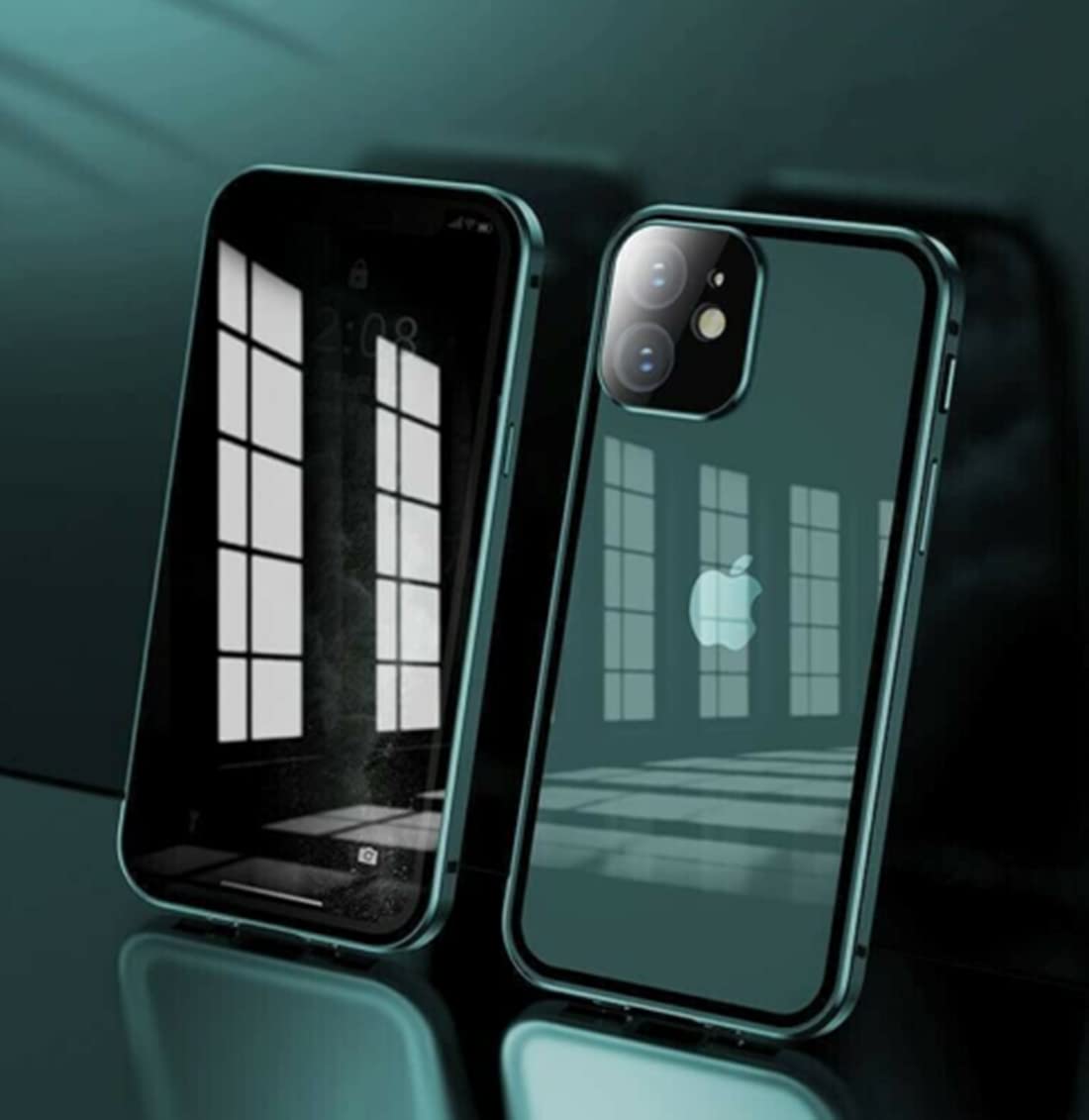 360 Full Cover Anti Peep Double Glass Lock Case for iPhone 12 Mini Pro Max 11,Double-Sided Buckle Case Cover,with Built in Privacy Screen Protector Metal Body Safety Buckle