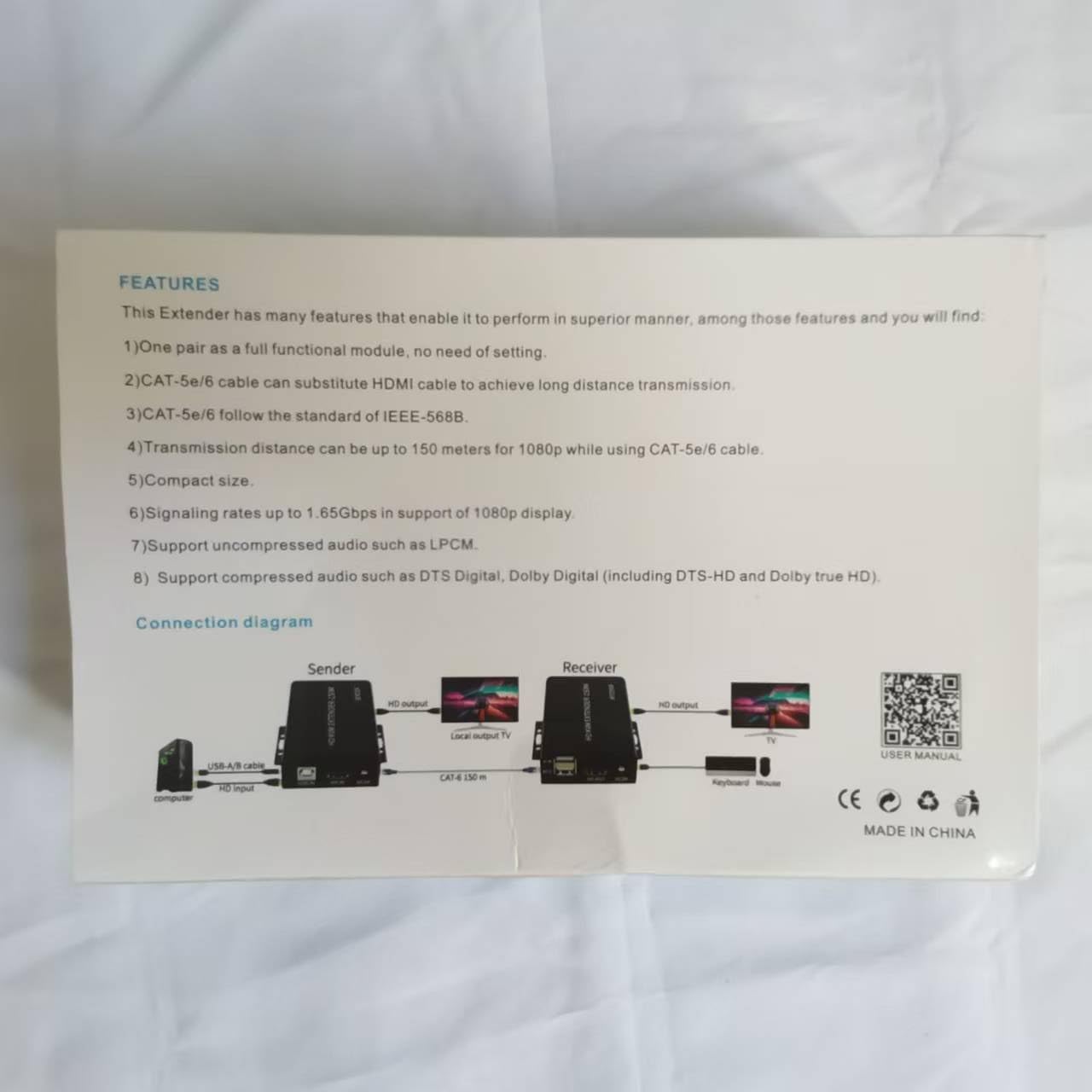 150M HDMI KVM Extender over Cat5e Cat6 1080P HDMI USB KVM 150M Extender Transmit with Loop out Support USB Keyboard Mouse Extension