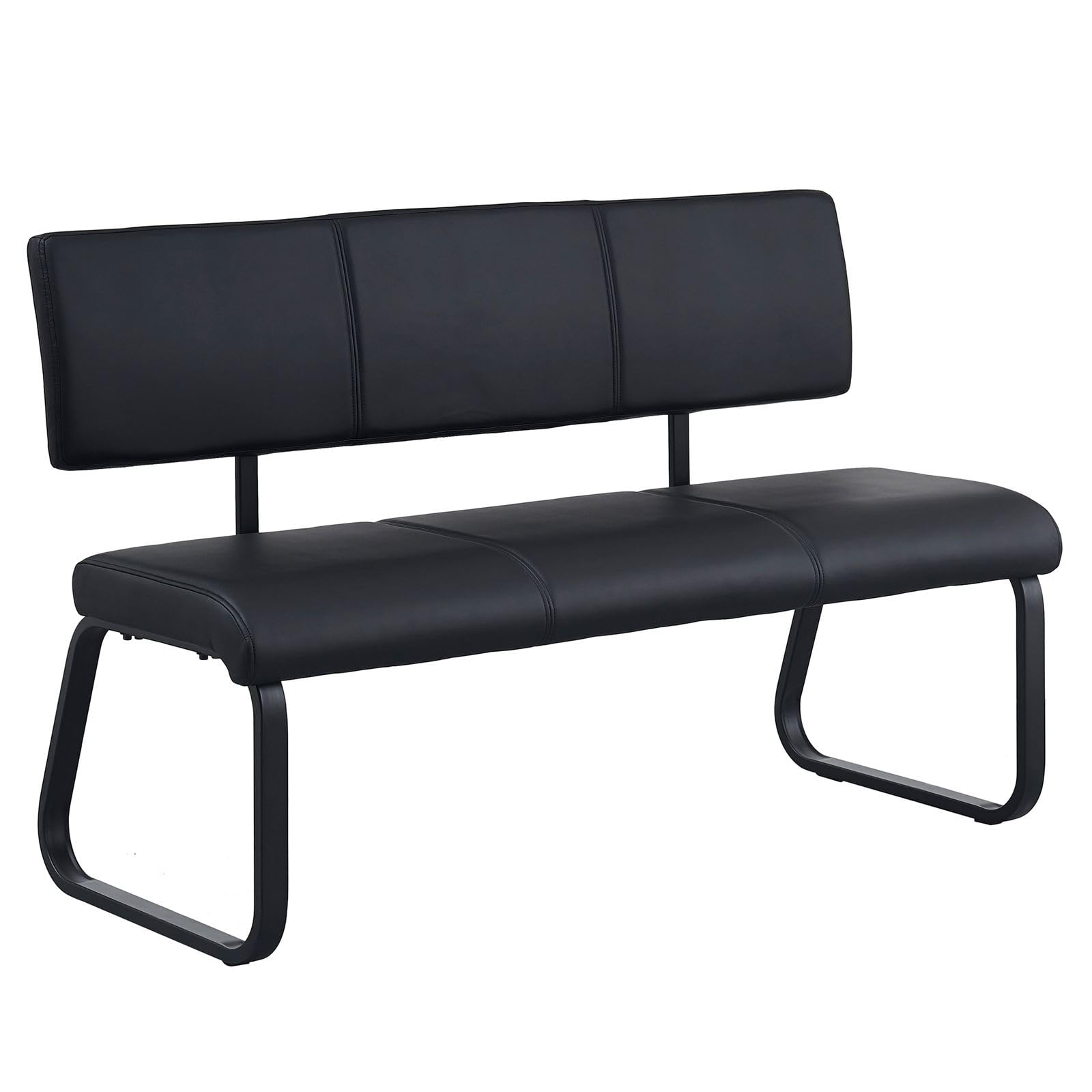 IDIMEX Banc Design Vilas siège avec 3 Places, Banquette d'intérieurau piètement Noir et Dossier au revêtement synthétique Noir
