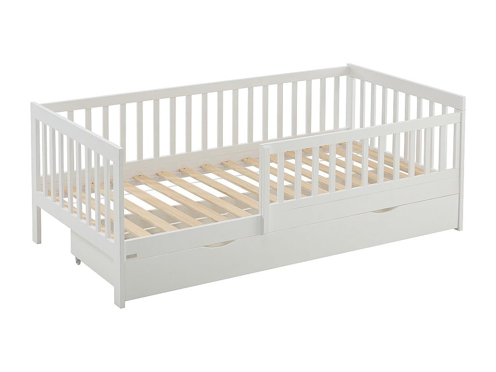 Vente-unique - Cama 90 x 190 cm con cajón - Pin y MDF - Blanco - PROVIATI - para niños