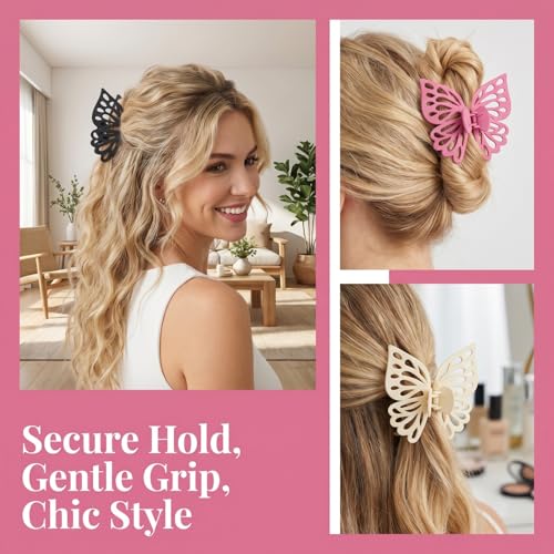 Pinces à cheveux papillon KALLORY : lot de 3 grands accessoires de coiffure - 3