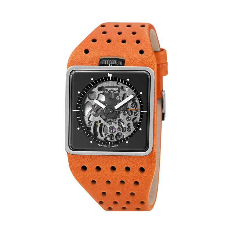 Montre Lip Big TV Titan automatique homme cuir orange contre la monotonie