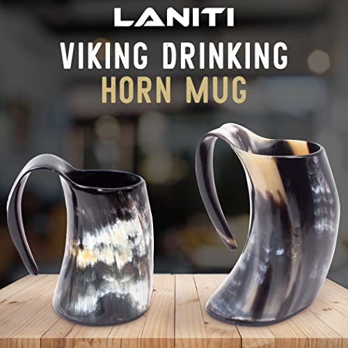 Laniti Viking Drinking Horn Mug Medieval Style Genuine Ox Horn Mug Artisans Craftsmanship Authentic Tankard For Ale Beer Mug Game Of Thrones Merchandise Handcrafted, Polished. #TOP6