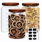 Datttcc Large Glass Jars,Set of 3 Glass Jars with Wooden Airtight Lids,Food Storage Container for Tea,Spice,Cereal, Egg,Flour,Coffee and More(67 oz/2000 ml)