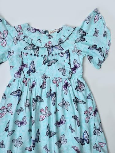 Image of mini mama by Bella Moda Butterfly Sleeve Front Pearl Work with All Over Print (Sky Blue, 12-18M)