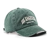 Los Angeless Hat Distressed Vintage Embroidered Basebal Cap for Men and Women (Green)
