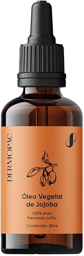 Óleo Vegetal de Jojoba 100% Puro Cabelo Capilar Pele Facial Corporal, Prensado a Frio, Dermopac 30ml