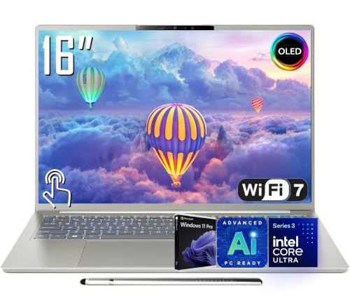 Image of Acer Swift Go 16 AI Copilot+ PC Laptop, 16 inch 2K OLED Touchscreen, Intel 8-core Ultra 7 355(>Ultra 9 288V), 32GB LPDDR5X, 1TB SSD, Backlit KB, Wi-Fi7, Thunderbolt 4, w /Stylus, Win11PRO