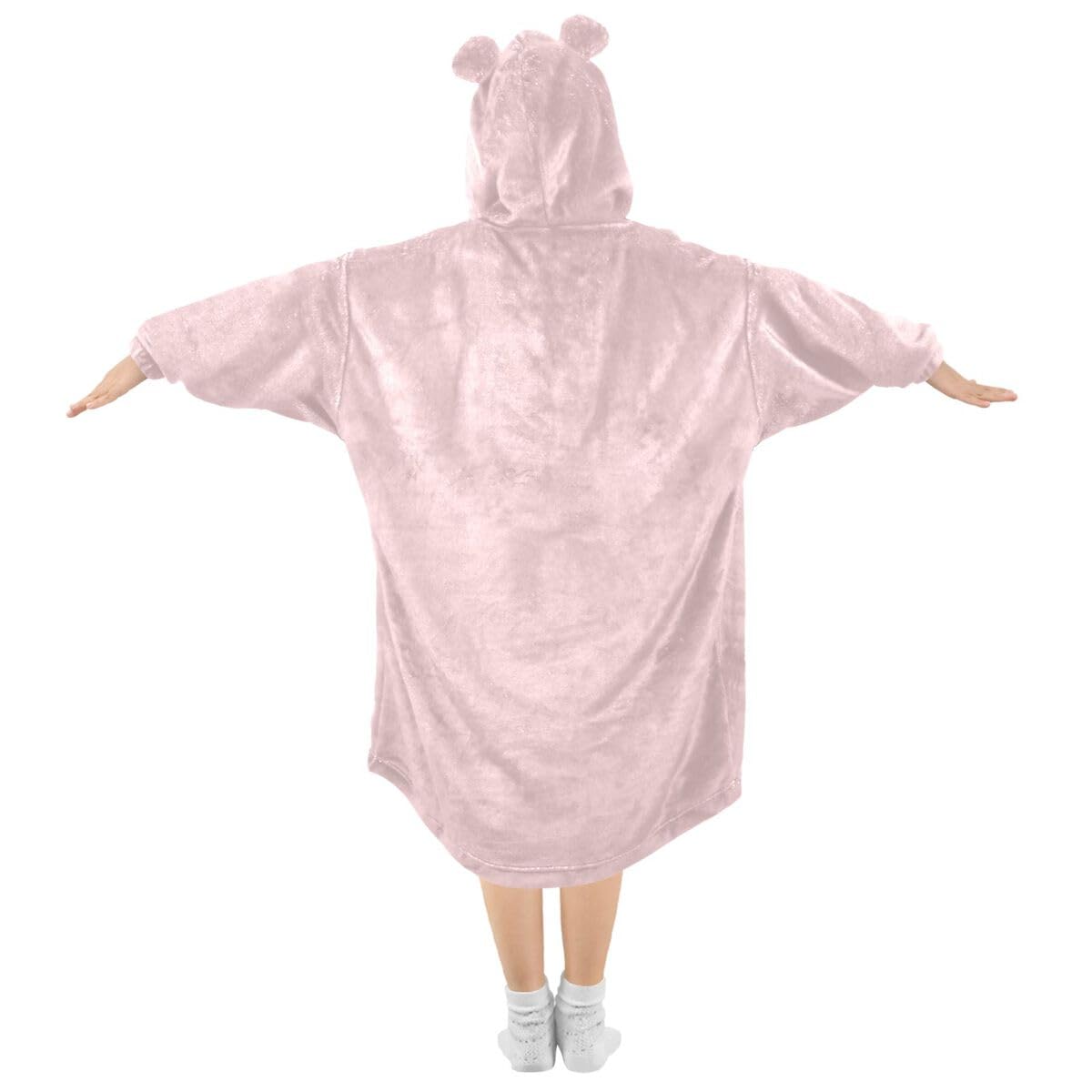 Różowa szachownica dziecięcy koc do noszenia bluza z kapturem oversize bluza koc sweter abstrakcyjny wzór w kratkę dla chłopców i dziewcząt w wieku 3-14 lat