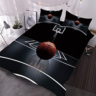 Wowelife Basketball Bedding Twin Set for Boys and Girls, Upgraded 5 Pieces Basketball Comforter Set Black, Comfortable and Breathable for Kids(Black Basketball, Twin)