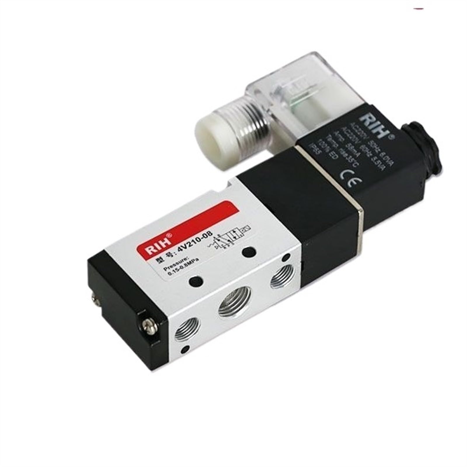 HYUJNAFZR 4V210-08 Solenoid Valve 24/220V Two-Position Five-Way Pneumatic Solenoid Valve(4V210-08 * 220V)