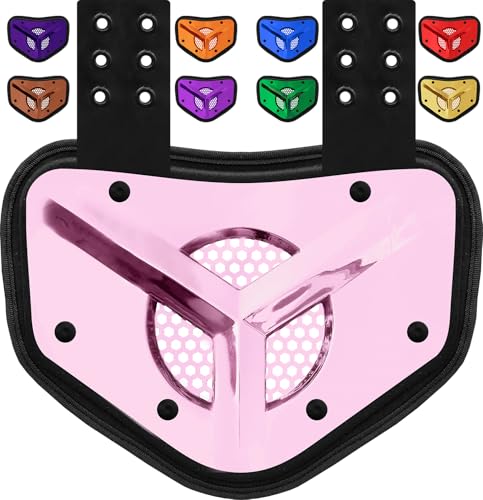 Penveer Chrome Football Backplate for Shoulder Pads with High Impact Padding, Adult & Youth Lower Backplate Football with Air Vents (Pink, Youth)