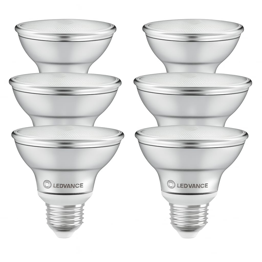 LEDVANCE 6x LED PAR30 Reflektorlampe, Warmweiß, 10W, Dimmbar, PAR30, E27, 75W Ersatz, 220-240V, 6er SPARPACK