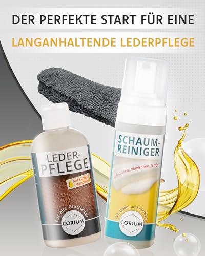 Kit d'entretien du cuir avec chiffon microfibre de qualité supérieure Corium