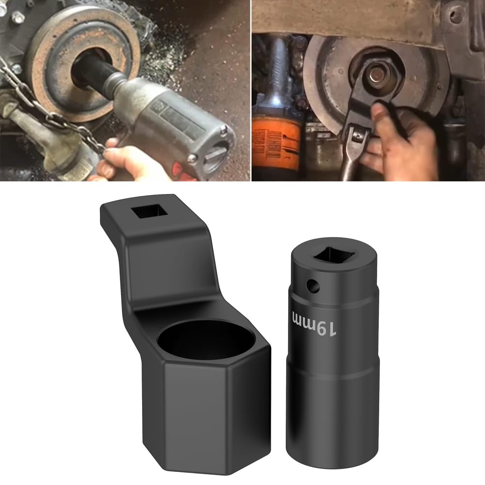 Moker 50mm Crankshaft Crank Pulley Wrench Holder for Honda and Acura Engines (with 19mm Harmonic Balancer Socket), 3 Times Momentum Power of Standard Impact Sockets, Counter-Weighted Socket Tools