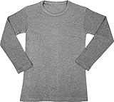 normani Kinder Thermounterhemd Winter Thermounterwäsche Langarmshirt mit Rundhalskragen für Jungen und Mädchen Farbe Grau Größe XL/164-176