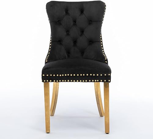 Miniatura 74 de Juego de 2 sillas de comedor vintage de terciopelo con respaldo alto, sillas Parson vintage para sala de estar, comedor (blanco PU + negro) Pu