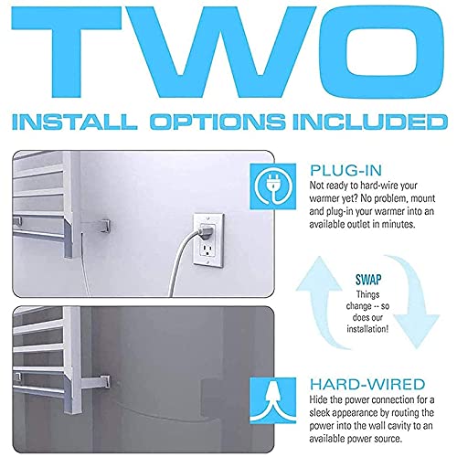 Toallero eléctrico calefactable de Pared, toallero de Acero Inoxidable 304, radiador para baño, Color Negro.