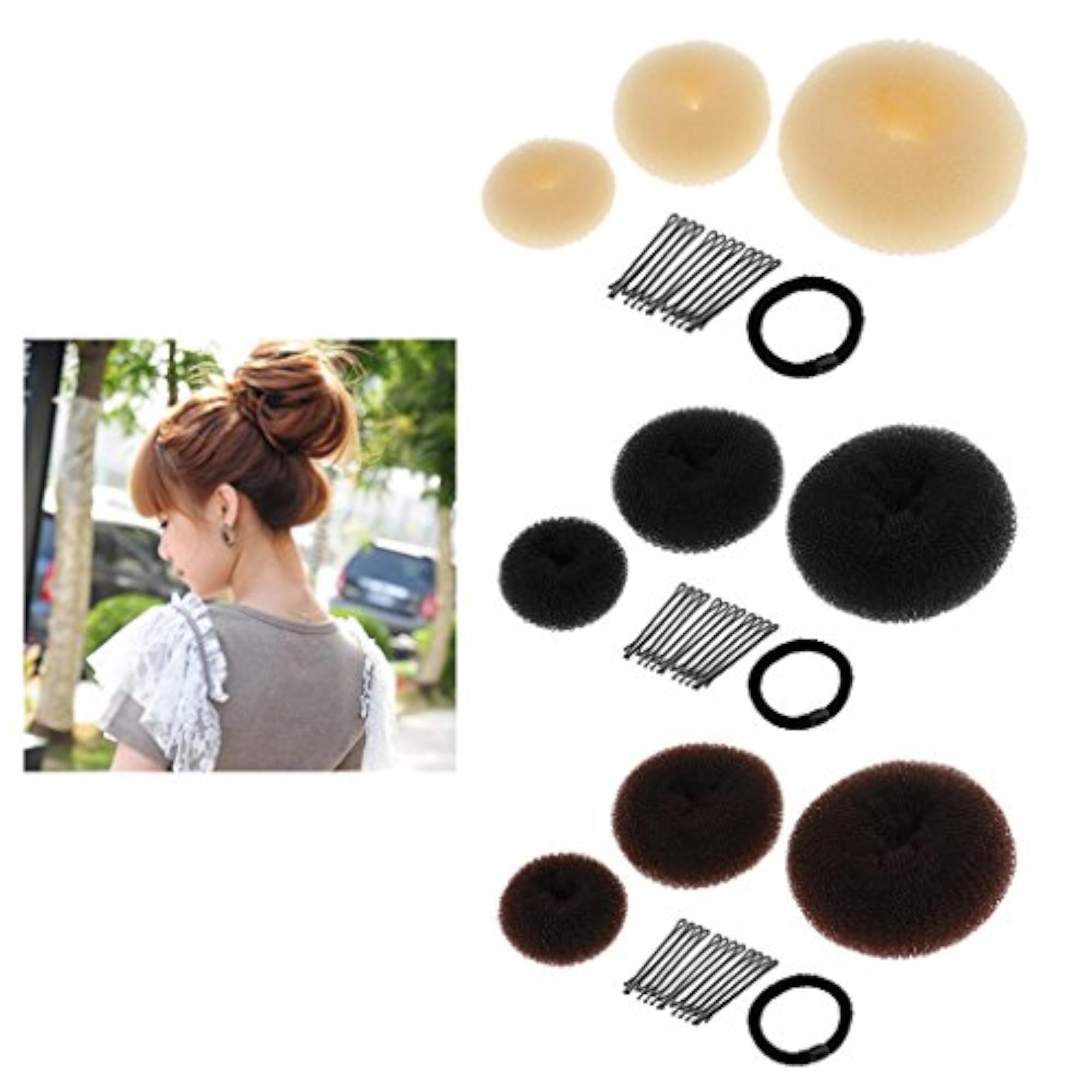 Hair Styling Donut Bun Maker Ring, Beige
