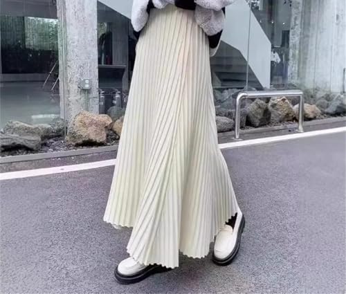 Yeuyyben Korean Fashion Women Knitted High Waist Long Skirts Autumn Winter Thick Solid A-Line Skirt3