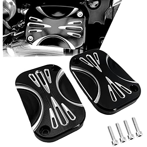 Motorcycle Brake Clutch Master Cylinder Covers Aluminum Left and Right Brake Reservoir Cylinder Cover for Harley Touring Road King Electra Street Glide Ultra Classic Cover