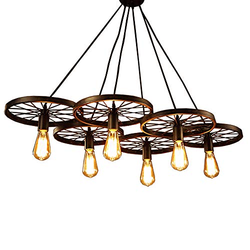 Warehouse of Tiffany LD4089-6 Nathaniel 6-Light Black Edison Chandelier with Bulbs, 41