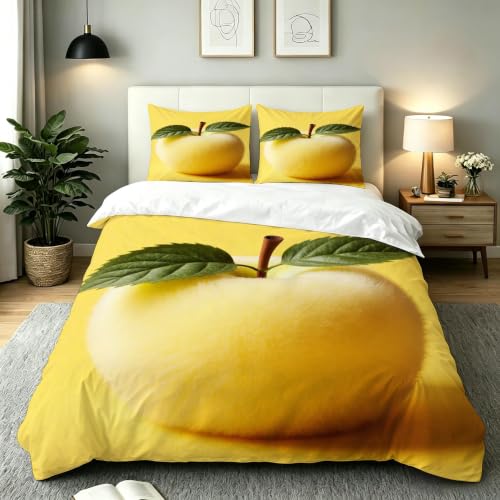 Housse de couette 140x200 douce en microfibre jaune à fermeture éclair