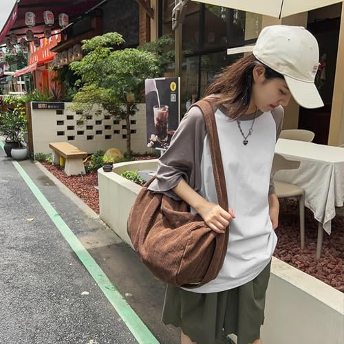 Image of Unisex Corduroy Hobo Shoulder Shopper Bag - Large, Everyday /Office /Travelling