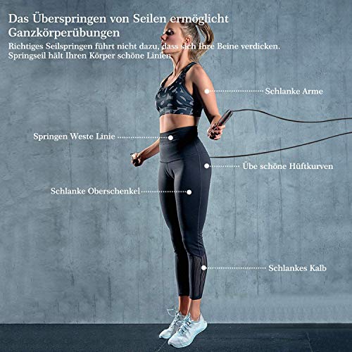 Foto von Nytlivet Springseil, Jump Rope von Länge Einstellba, Jump Rope Hüpfseil mit Rutschfesten Handgriffe, Seilspringen für Kinder Erwachsene Damen Herren, Fitness & Training Outdoor (Rot+Schwarz, 2)