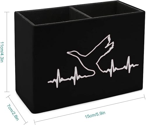 Miniatura 2 de Pato de aves acuáticas caza latido del corazón PU lápiz titular de la pluma taza contenedor escritorio organizador soporte maquillaje cepillo caja