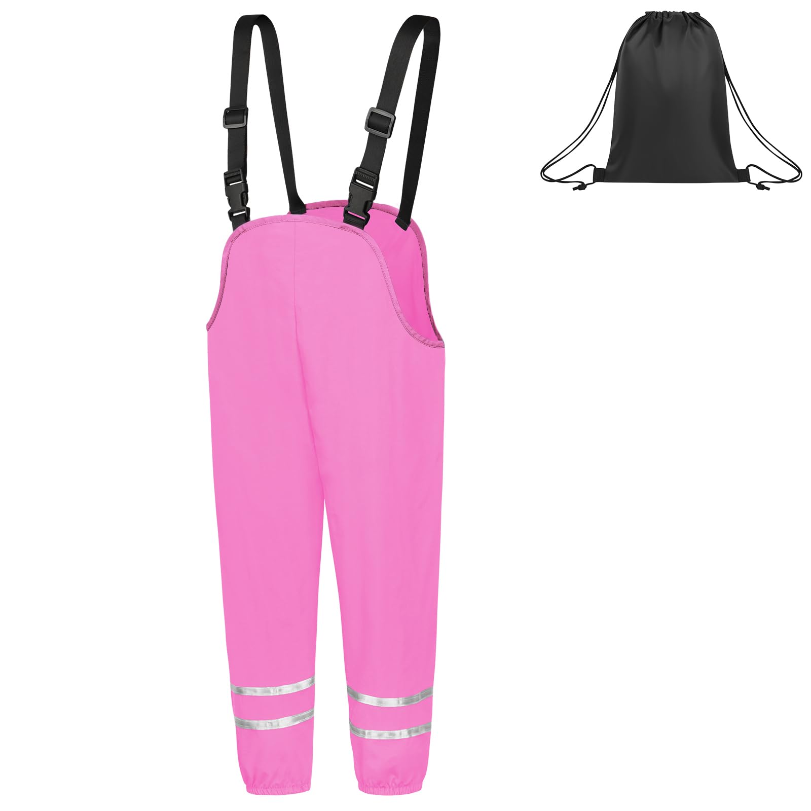 BSBUY Leichte Regenhose Kinder Unisex Matschhose Regenlatzhose mit Reflektorstreifen Einfaches Ausziehen Regenbundhose Mädchen Wasserdicht Winddicht Atmungsaktiv Jungen Matschanzug (Marineblau,98~128)