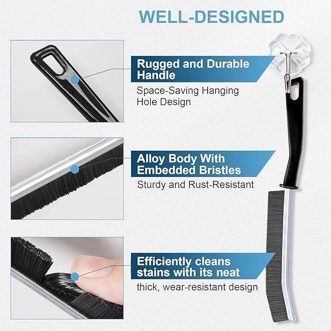 (Pack of 2) Gap Cleaning Brush,Bathroom Gap Cleaning Brush,Clean The Dead Corners of Kitchen Tiles,Multifunctional Window Slots,Multi-Purpose Door Window Track Deep Cleaning Brush 2
