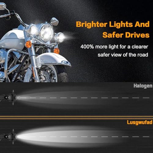Image of 7 Inch LED Headlight & 4.5 Inch Passing Lights Kit with Switchback Halo DRL, Compatible with Harley Road King Electra Glide Ultra Limited Tri Glide Heritage Softail, DOT Certified
