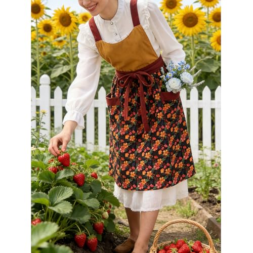 Floral Apron for Women with Pockets, Kitchen Cooking Baking Garden Apron by Uaussi - Used condition - Image 6