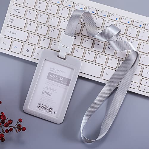 Hniuyun Id Badge Holder, Vertical Id Card Holder With Lanyard, School Card Holder Waterproof Name Badge Holder (Gray) #TOP2