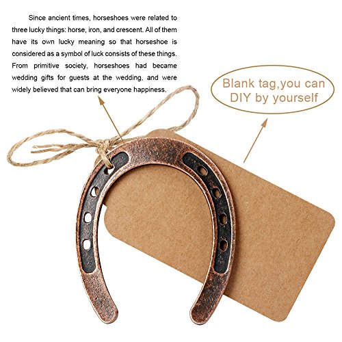 AerWo 20pcs Good Lucky Horse Shoes with Kraft Tag, Metal Mini Craft Horseshoes Decorations for Rustic Vintage Wedding Party Decor Western Party Decorations by AerWo - Image 3