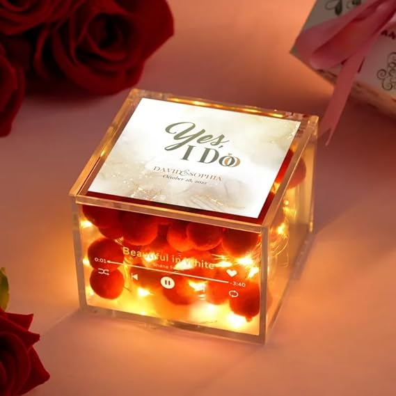Personalized Gifts for Men Women Couple - Custom Music Box Engraved Musical Boxes Case for Love One - Anniversary Birthday Gifts for Couple, Lover, Boyfriend, Girlfriend, Husband, Wife