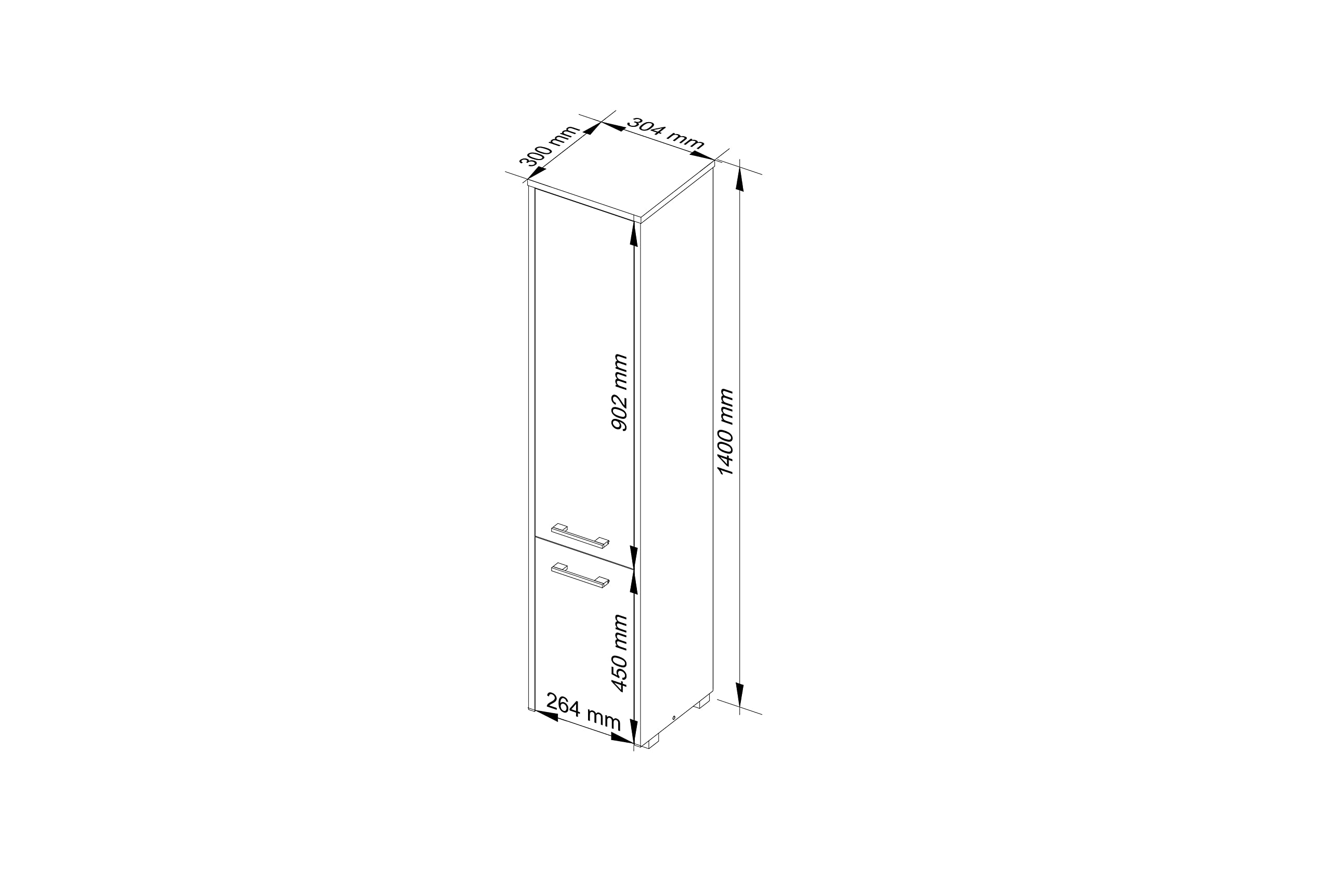 AKORD | Mobile Alto da Bagno FIN 2D | 30x140x30 cm, peso 25 kg | 2 Ante | Moderna Mobiletto | Armadio a muro | Armadietto chiuso in piedi | Adatto Anche come Pensile | Rovere Sonoma