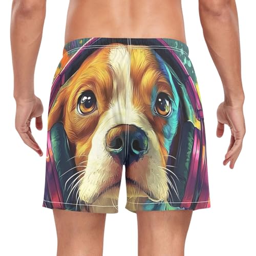 Dog Colors Art Mens Swim Trunks with Liner, Cool Quick Dry Beach Swim Shorts, Swimwear Bathing Suits S2