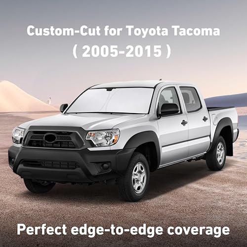 Image of EcoNour Windshield Sunshade Compatible for Toyota Tacoma 2005-2013 2014 2015 SR, SR5, TRD (Sport, Off-Road, Limited, TRD Pro) Sun Visor for Front Window Sun Shade Cover, UV Protector, Car Accessories