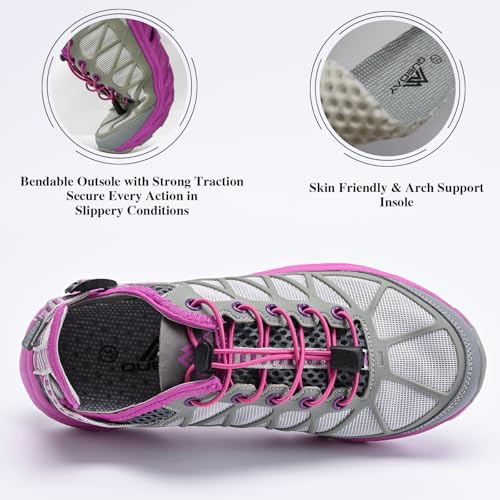 Queday Men's Women's Amphibious Water Shoes Closed Toe Hiking Sandals Summer Outdoor Water Sandal Non-Slip River Shoes Quick Drying3