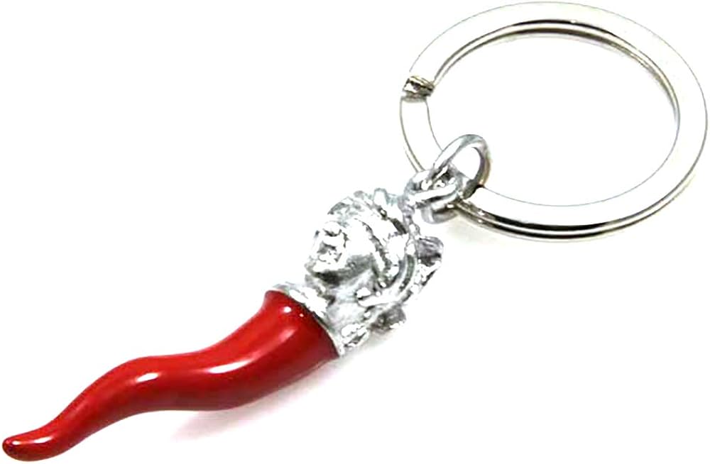 Portachiavi a Corno Rosso Napoletano Porta Fortuna Uomo Donna Auto casa in Acciaio Lungo mm 60 Portachiavi a Corno Rosso Napoletano Porta Fortuna Uomo Donna Auto casa in Acciaio Lungo mm 60