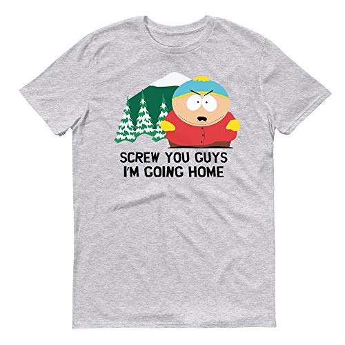South Park Cartman Screw You Guys Adult Short Sleeve T-Shirt - Grey - Medium