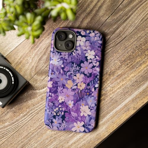 Coque iPhone 15 Plus motif floral violet rigide et brillante - 3