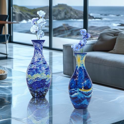Image of 3D Puzzle Planter Vase for Adult, 160 Pieces DIY Flower Vase for Home Decoration - Perfect Housewarming Gift (Ocean Wave Artistry)