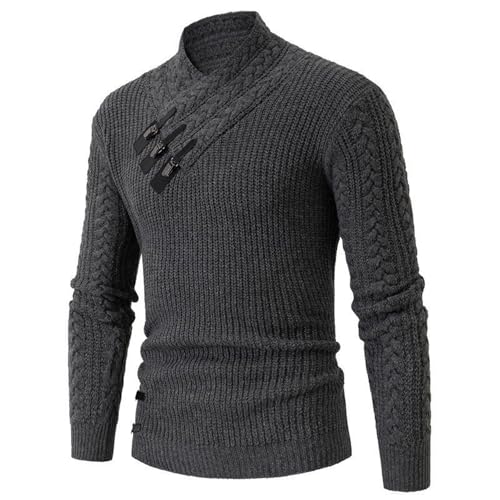 Men's Knitted Shawl Collar Sweater Long Sleeve Slim Fit Turtleneck Designer Mock Neck Pullover Sweater